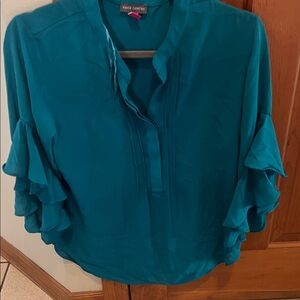 Vince Camuto Turquoise Ruffle Sleeve Blouse